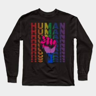 Pride LGBT Strong Hand Bisexual Human Gay Rainbow Gift Long Sleeve T-Shirt
